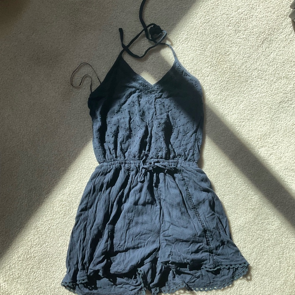 Hollister Navy Halter One-Piece Romper